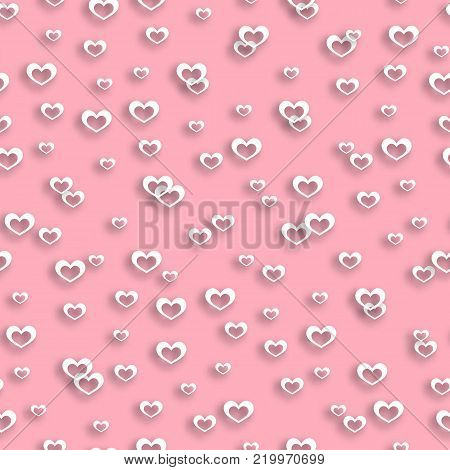 Seamless pattern heart, pink, valentines day, valentine background, cupid, love design, wrapping paper, texture holiday, wedding backdrop, marriage decoration beautiful. Vector illustration
