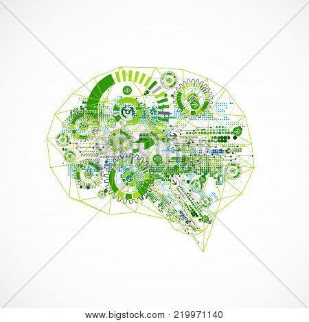 Abstract digital brain, technology concept. Vector illustration