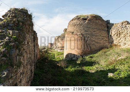 section of the ancient Roman walls surrounding the historic city of Nicea (now Iznik), Turkey