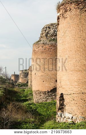 section of the ancient Roman walls surrounding the historic city of Nicea (now Iznik), Turkey