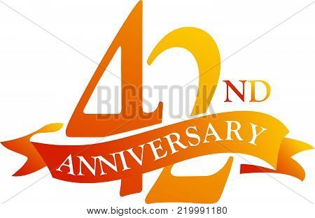 42 Year Ribbon Anniversary Logo Design Template Vector
