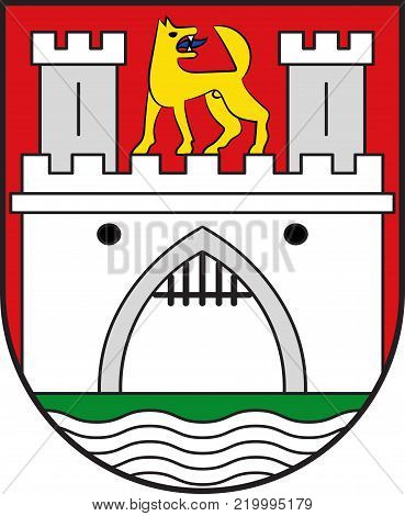 Coat of arms of Wolfsburg is the fifth largest city in Lower Saxony, Germany. Vector illustration