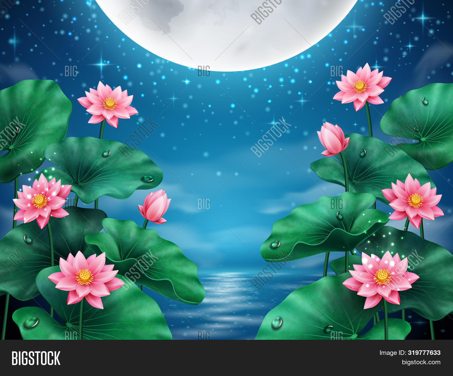 Card Full Moon Over Image Photo Free Trial Bigstock