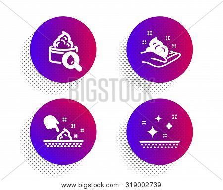 Moisturizing Cream, Skin Moisture And Skin Care Icons Simple Set. Halftone Dots Button. Face Lotion,