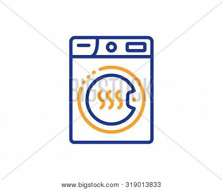 Laundry Service Sign. Dryer Machine Line Icon. Dry Clothing Symbol. Colorful Outline Concept. Blue A