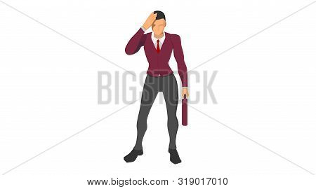 Characters Wearing Suits Stand Holding Their Heads. Body Gestures Indicate Discrepancies, Errors And