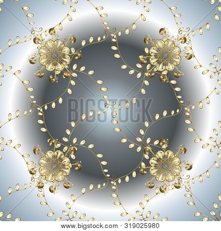Graceful, Delicate Ornamentation In The Rococo Style. Patterns On Gray And Neutral Colors. Beautiful