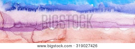Hand Drawn Abstract Watercolor Background. Colorful Horizontal Backdrop.