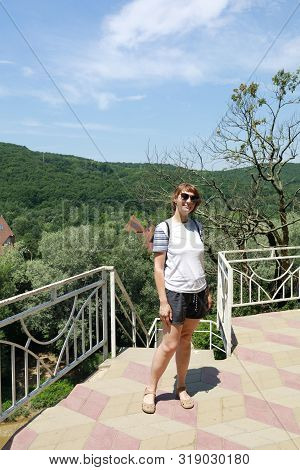 Woman Posing On Observation Deck
