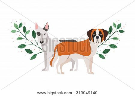 Cute And Adorable Dogs On White Background Vector Illustration Design