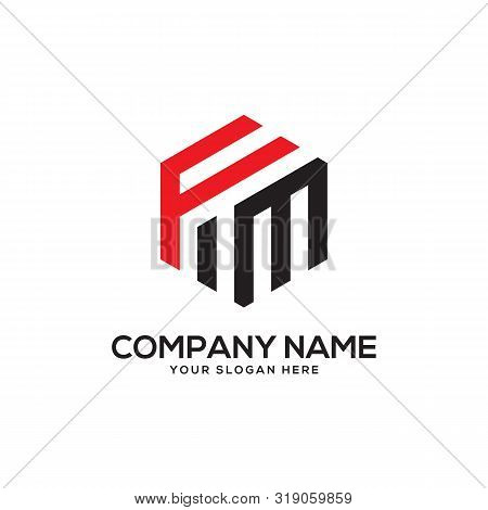 Fm Initial Letter Logo Inspiration, F And M Combination Logo Vector With Hexagonal Idea
