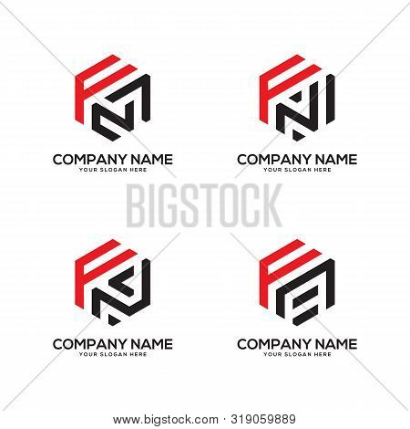 Fn Initial Letter Logo Inspiration, F And N Combination Logo Vector With Hexagonal Idea