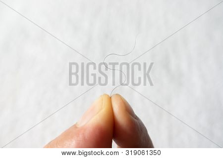 Hand Hold Pubic Hair Fron Cotton Towel