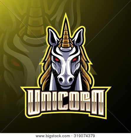 Unicorn Head Mascot Logo Design With Text