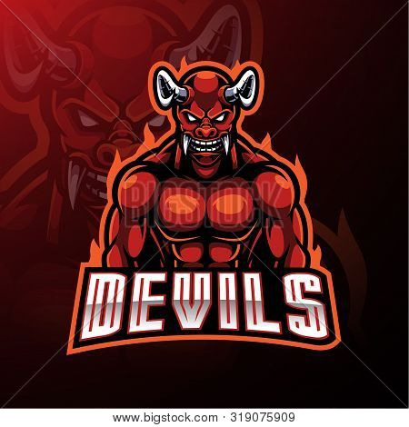 Red Devil Mascot Logo Design With Text
