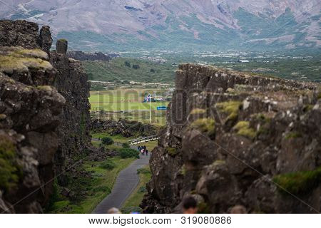 Thingvellir, Iceland- July 27: Thingvellir National Park In Iceland On Jul 27, 2019