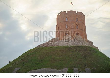 VILNIUS, LITHUANIA - JULY 30, 2019: Vilnius Gediminas' Tower is the Remaining Part of the Upper Castle in Vilnius, Lithuania