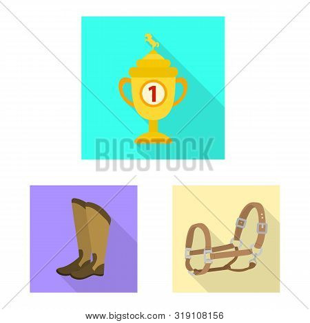 Vector Design Of Track And Racing Icon. Set Of Track And Riding Stock Symbol For Web.