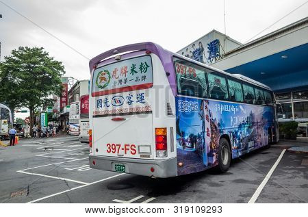 Taichung, Taiwan - August 16th, 2019: taichung chaoma long distance intercity bus station with Kuo-Kuang Motor, Taiwan