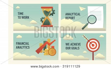 Set Of Flat Design Web Page Templates Of Finance, Business Success, Investment, Big Target . Modern 