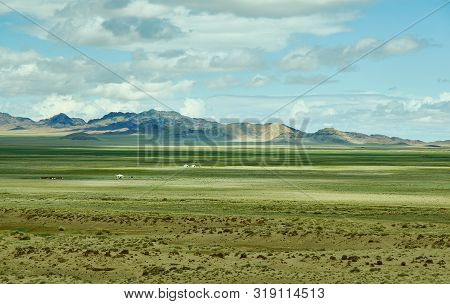 Mountain Plateau In The Area Zavkhan River,  River In The Govi-altai Mongolia