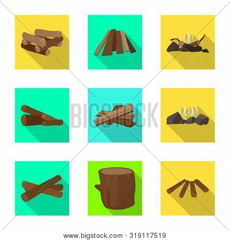 Vector Illustration Of Material And Logging Icon. Set Of Material And Forestry Vector Icon For Stock
