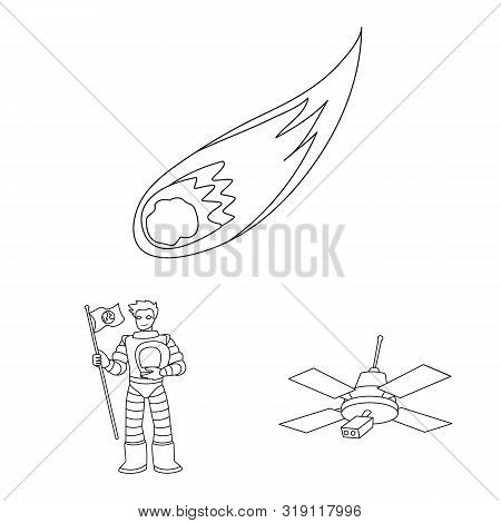 Vector Illustration Of Space And Galaxy Logo. Set Of Space And Travels Vector Icon For Stock.
