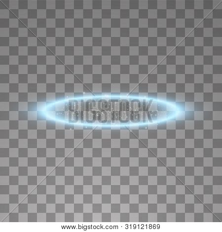 Blue Halo Angel Ring. Isolated On Black Transparent Background, Vector Illustration