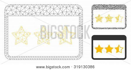 Mesh Rating Model With Triangle Mosaic Icon. Wire Frame Triangular Mesh Of Rating. Vector Mosaic Of 