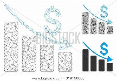 Mesh Recession Model With Triangle Mosaic Icon. Wire Carcass Triangular Mesh Of Recession. Vector Co