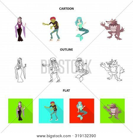 Isolated Object Of Mystic And Hell Logo. Collection Of Mystic And Devilry Vector Icon For Stock.