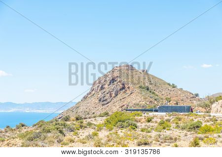 Battery Castillitos, Spain - April 13, 2019 Abandoned Military Constructions Located In The Hills Ne