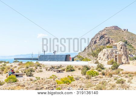 Battery Castillitos, Spain - April 13, 2019 Abandoned Military Constructions Located In The Hills Ne