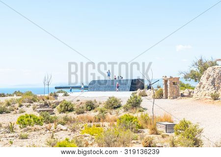 Battery Castillitos, Spain - April 13, 2019 Abandoned Military Constructions Located In The Hills Ne