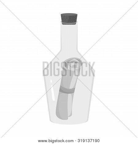 Isolated Object Of Bottle And Letter Sign. Collection Of Bottle And Scroll Stock Vector Illustration