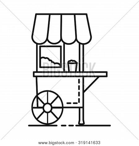 Vector Design Of Cart And Popcorn Sign. Set Of Cart And Machine Vector Icon For Stock.