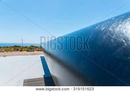 Battery Castillitos, Spain - April 13, 2019 Abandoned Military Constructions Located In The Hills Ne