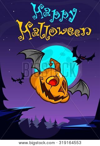 Halloween Cartoon Scary Pumpkin Head Scarecrow Jack O Lantern Illustration