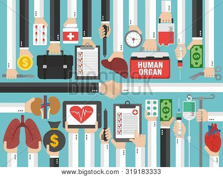 Human Transplatation. Medical Concept Flat Design.vector Illustration