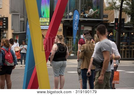 Escaldes Engordany, Andorra : 2019 August 22 :  Andorra La Vella. People Walk In The Comercial Stree
