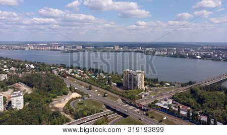 Freight Trains On City Cargo Terminal. Railways In Train Parking. Cargo Train Platform With Freight 