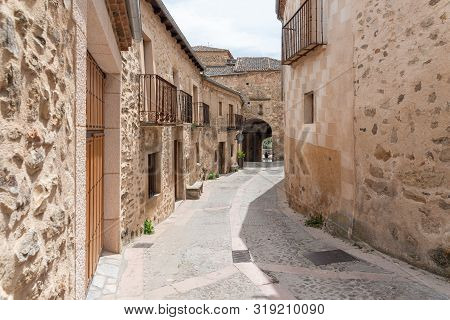 Typical Street In The Historical Town Of Pedraza. Segovia. Spain.