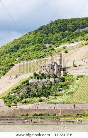 Ehrenfels linnan raunioilla, Rheinland-Pfalz, Saksa