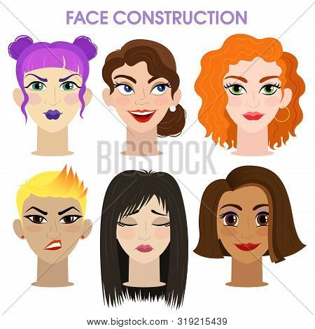 Woman Character Constructor Cartoon Woman Face Parts Creation Spare Parts Spares Head Animation Body