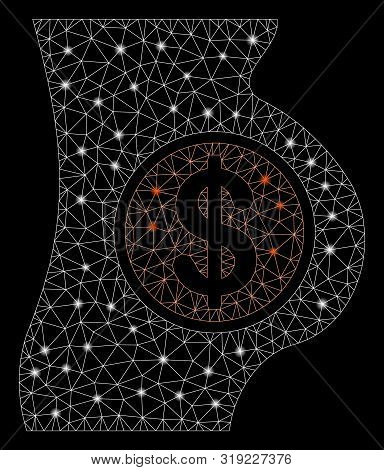 Glossy Mesh Surrogacy With Glitter Effect. Abstract Illuminated Model Of Surrogacy Icon. Shiny Wire 
