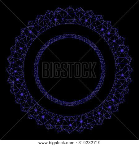 Flare Mesh Rosette Seal Frame With Glitter Effect. Abstract Illuminated Model Of Rosette Seal Frame 