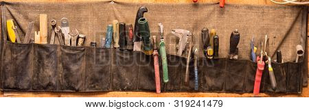 Old Tools In Wallniture Hanging Canvas Organizational Wall Mounted Hardware Storage With Pockets In 