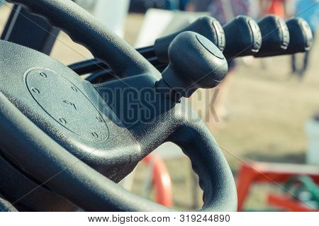 Steering Wheel And Operating Control Panels Or Levers In Forklift Or Other Industrial Or Agricultura