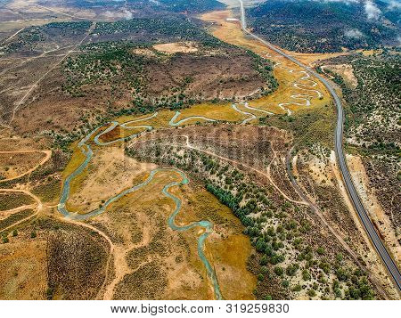 Aerial View Of Sevier River In Utah, Usa