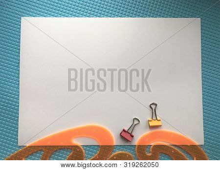Back To School Concept. Sudent Tools On Blue Background.